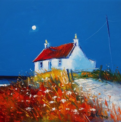 Croft on the shore South Uist 20x20
